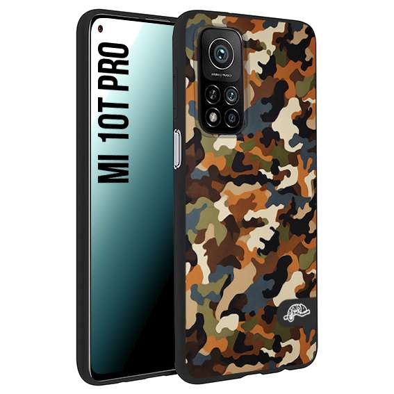 CUSTOMIZZA - Custodia cover nera morbida in tpu compatibile per Xiaomi Mi 10T PRO camouflage mimetico militare moderno blu marrone beige