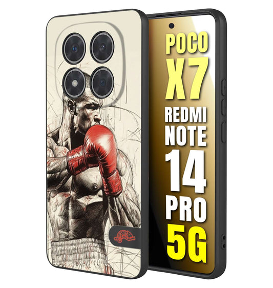 CUSTOMIZZA - Custodia cover nera morbida in tpu compatibile per Xiaomi Redmi Note 14 PRO 5G pugilato pugili disegno tattoo guantoni box sport ring