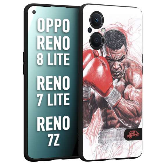 CUSTOMIZZA - Custodia cover nera morbida in tpu compatibile per Oppo Reno 7 Lite - 8 Lite - 7Z pugilato pugili disegno tattoo guantoni boxer pesi massimi iron mike