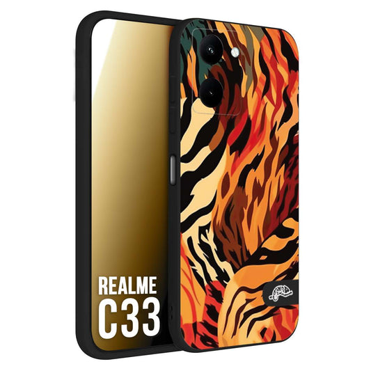 CUSTOMIZZA - Custodia cover nera morbida in tpu compatibile per Oppo Realme C33 leopardato maculato tigrato tiger colorata gialla rossa arancio