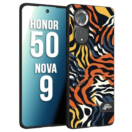 CUSTOMIZZA - Custodia cover nera morbida in tpu compatibile per Huawei Nova 9 - Honor 50 leopardato maculato tigrato tiger colorata gialla blu arancio