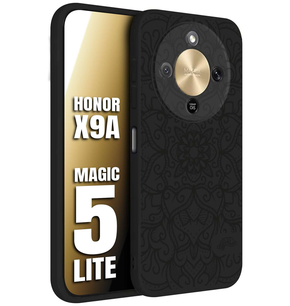 CUSTOMIZZA - Custodia cover nera morbida in tpu compatibile per Honor X9A - Honor Magic 5 Lite mandala nero fiore vedo non vedo donna