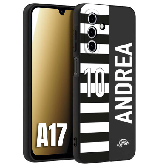 CUSTOMIZZA - Custodia cover nera morbida in tpu compatibile per Samsung A17 personalizzata calcio football nome e numero calciatori bianconera