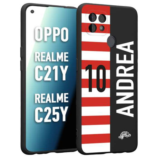 CUSTOMIZZA - Custodia cover nera morbida in tpu compatibile per Realme C21Y - C25Y personalizzata calcio football nome e numero calciatori bianco rossa