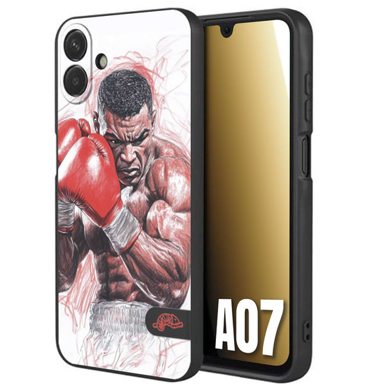 CUSTOMIZZA - Custodia cover nera morbida in tpu compatibile per Samsung A07 pugilato pugili disegno tattoo guantoni boxer pesi massimi iron mike