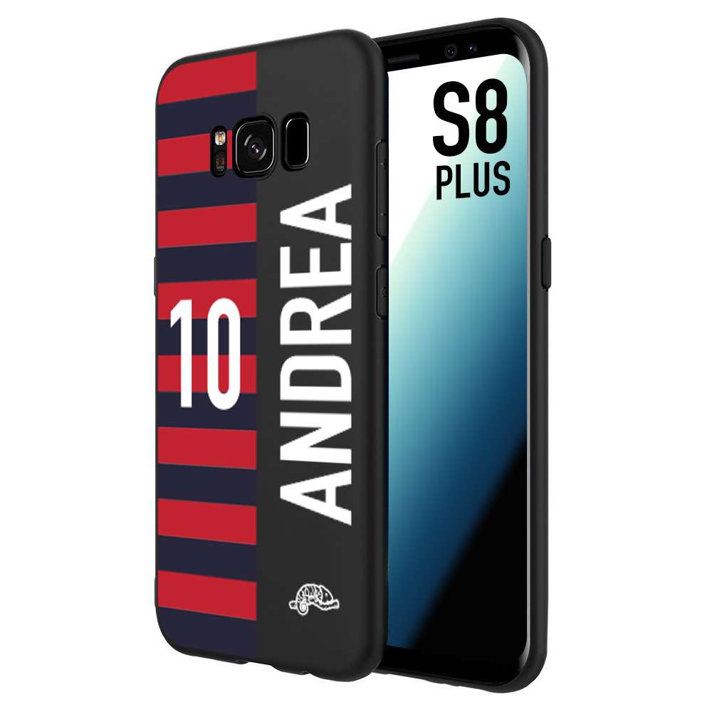 CUSTOMIZZA - Custodia cover nera morbida in tpu compatibile per Samsung S8 PLUS personalizzata calcio football nome e numero calciatori rossoblu