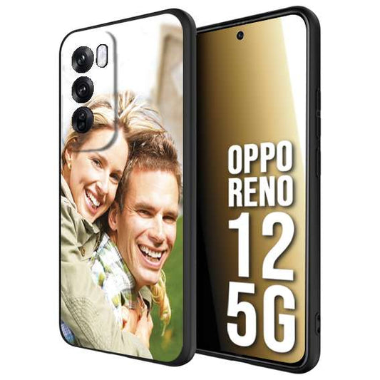 CUSTOMIZZA - Custodia cover nera morbida in tpu compatibile per Oppo Reno 12 5G personalizzata con foto immagine scritta a piacere