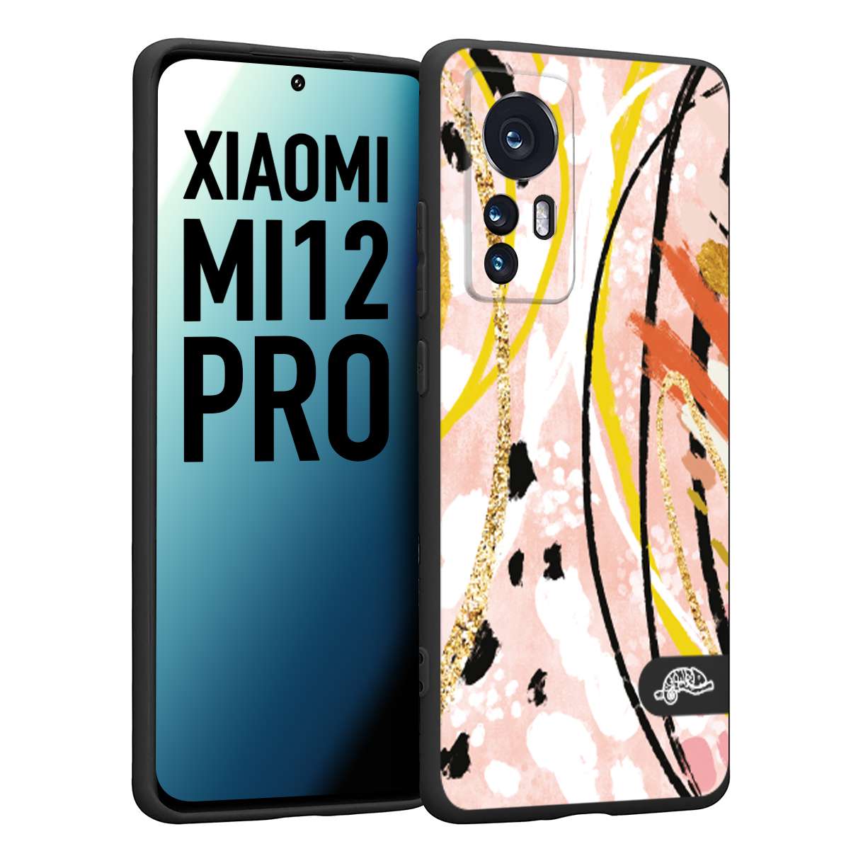 CUSTOMIZZA - Custodia cover nera morbida in tpu compatibile per Xiaomi 12 PRO fiori astratti donna zebrato leopardato fantasia dorata gialla rosa colorata