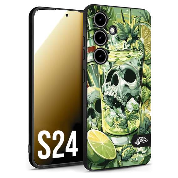CUSTOMIZZA - Custodia cover nera morbida in tpu compatibile per Samsung S24 Mojito cocktail teschio illustrazione drink lime menta ghiacci tropicale street art