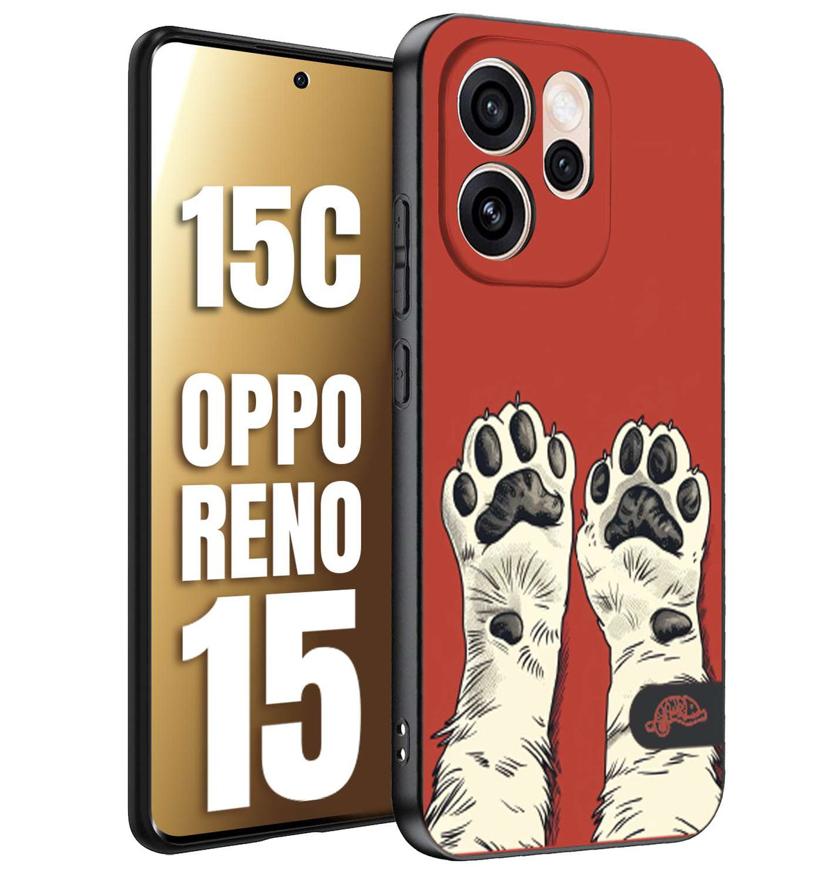 CUSTOMIZZA - Custodia cover nera morbida in tpu compatibile per Oppo Reno 15 - Reno 15Czampe di gatto cat paws rossa red disegnata fumetto cartoon
