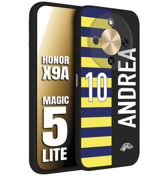 CUSTOMIZZA - Custodia cover nera morbida in tpu compatibile per Honor X9A - Honor Magic 5 Lite personalizzata calcio football nome e numero calciatori giallo blu