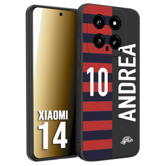 CUSTOMIZZA - Custodia cover nera morbida in tpu compatibile per Xiaomi 14 personalizzata calcio football nome e numero calciatori rossoblu