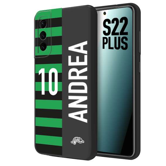 CUSTOMIZZA - Custodia cover nera morbida in tpu compatibile per Samsung S22 PLUS personalizzata calcio football nome e numero calciatori neroverde