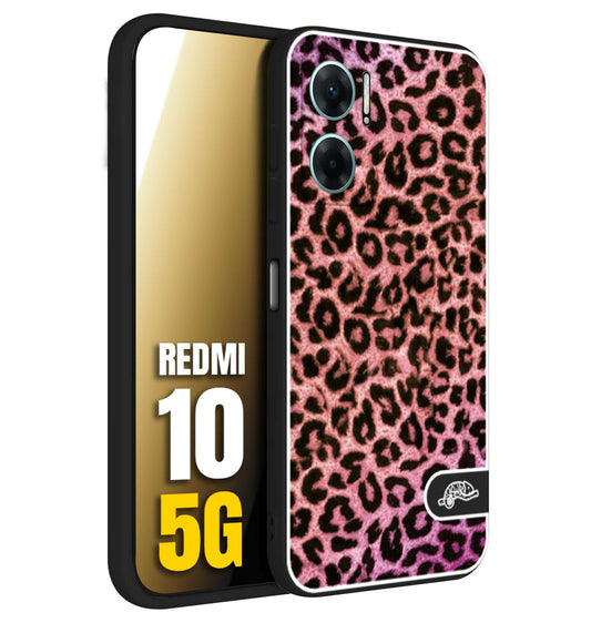 CUSTOMIZZA - Custodia cover nera morbida in tpu compatibile per Xiaomi Redmi 10 5G leopardato maculato donna rosa leopard