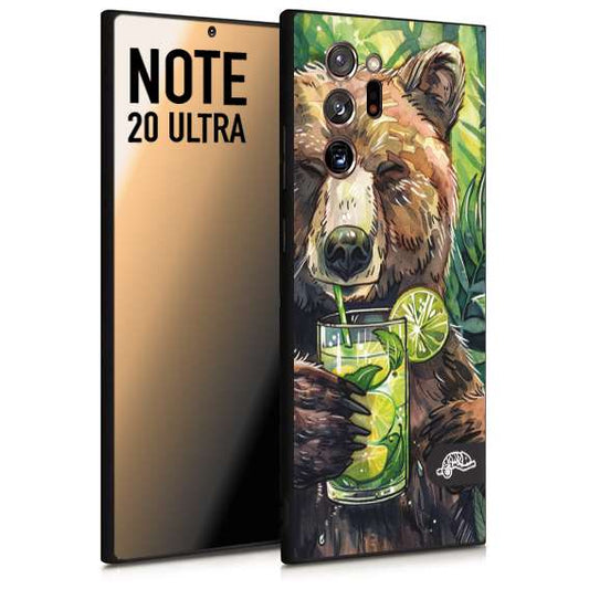 CUSTOMIZZA - Custodia cover nera morbida in tpu compatibile per Samsung NOTE 20 ULTRA estate disegnata cocktails animali simpatici orso bear negroni