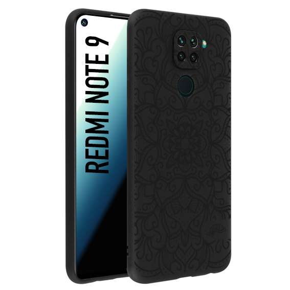 CUSTOMIZZA - Custodia cover nera morbida in tpu compatibile per Xiaomi Redmi Note 9 mandala nero fiore vedo non vedo donna