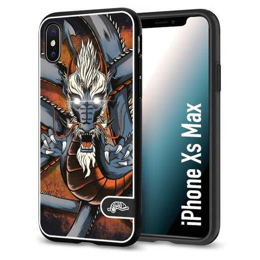 CUSTOMIZZA - Custodia cover nera morbida in tpu compatibile per iPhone Xs Max drago giapponese tattoo japan dragon