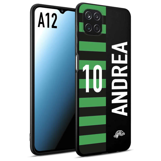 CUSTOMIZZA - Custodia cover nera morbida in tpu compatibile per Samsung A12 personalizzata calcio football nome e numero calciatori neroverde