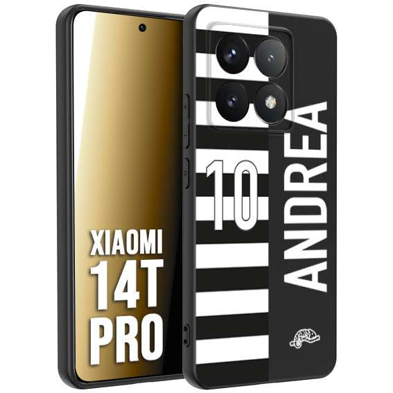CUSTOMIZZA - Custodia cover nera morbida in tpu compatibile per Xiaomi 14T PRO personalizzata calcio football nome e numero calciatori bianconera