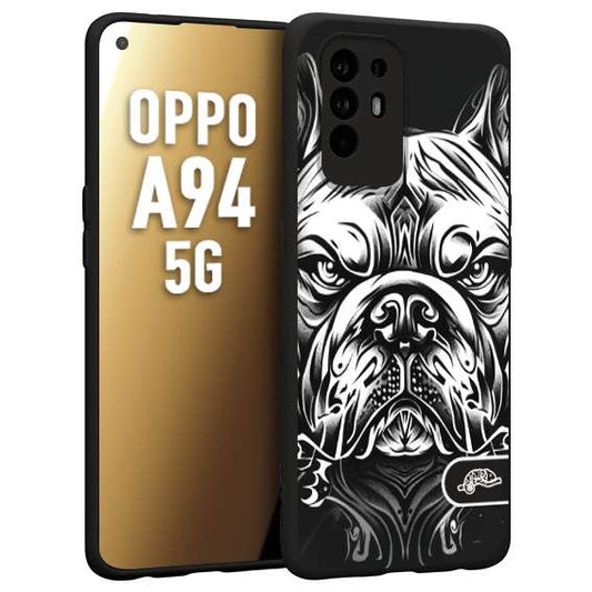 CUSTOMIZZA - Custodia cover nera morbida in tpu compatibile per Oppo Realme 11 5G bulldog bianco a rilievo disegnato tattoo tatuaggio