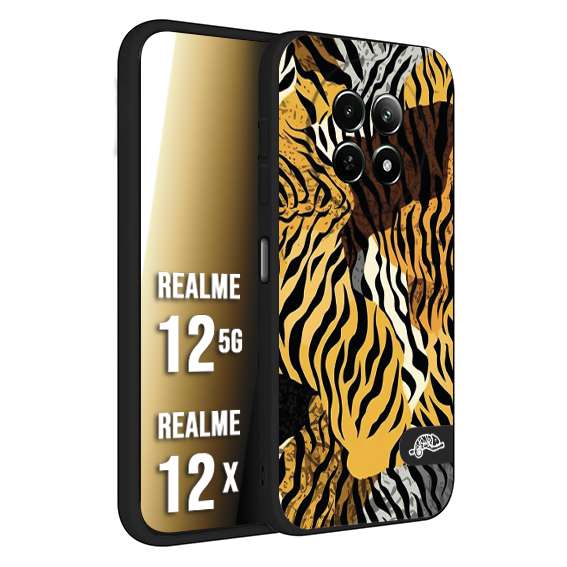 CUSTOMIZZA - Custodia cover nera morbida in tpu compatibile per Realme 12 5G - 12X leopardato tigrato tiger colorata donna fashion estate