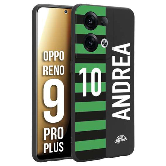 CUSTOMIZZA - Custodia cover nera morbida in tpu compatibile per Oppo Reno 9 PRO PLUS personalizzata calcio football nome e numero calciatori neroverde