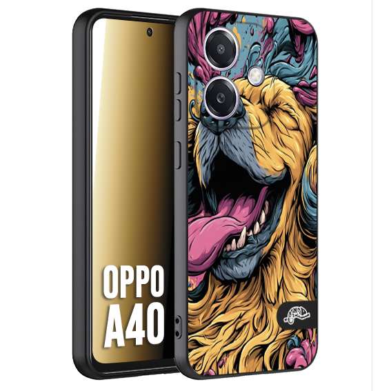 CUSTOMIZZA - Custodia cover nera morbida in tpu compatibile per Oppo A40 Golden Retriever illustrazione cane pop art cane street art cartone animato