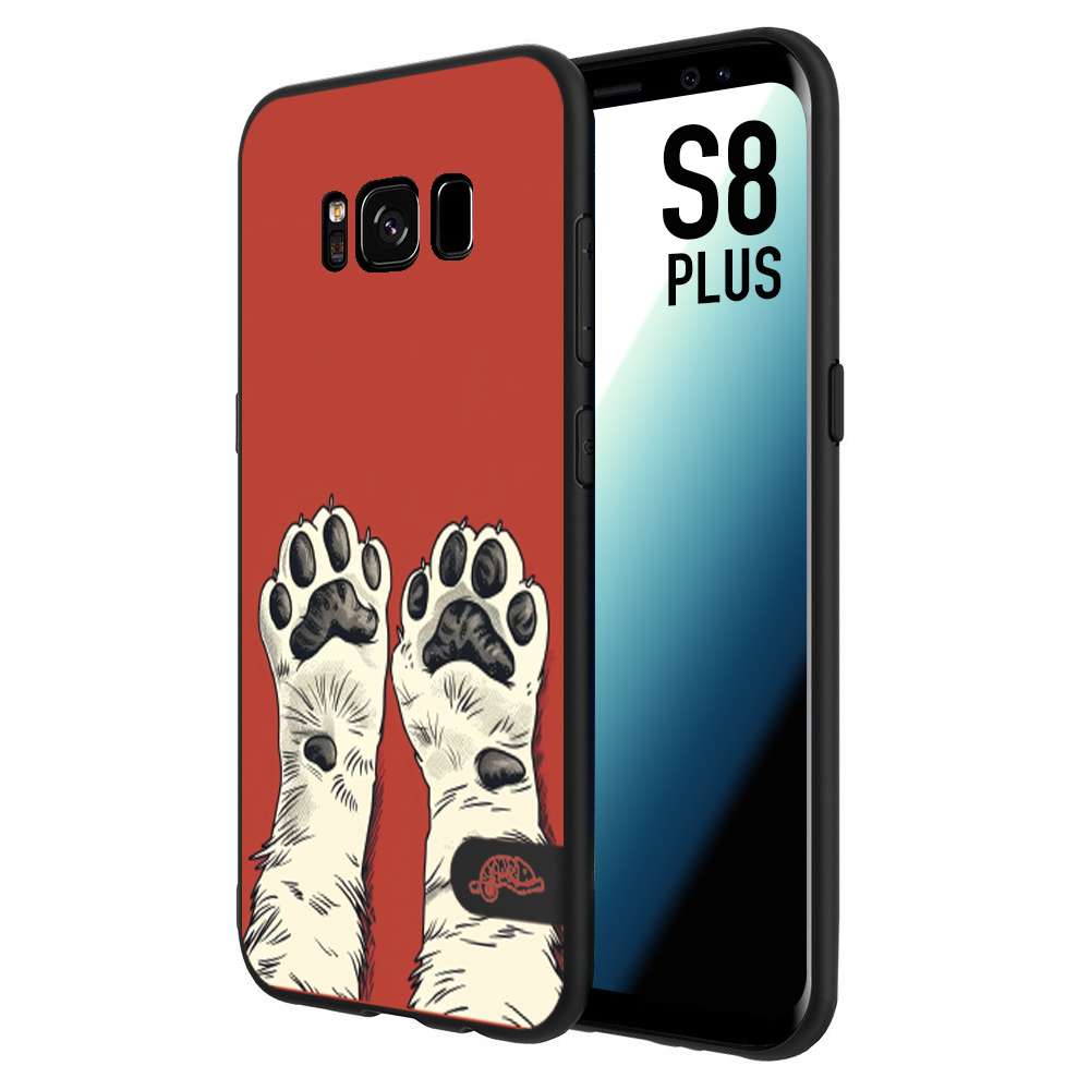 CUSTOMIZZA - Custodia cover nera morbida in tpu compatibile per Samsung S8 PLUS zampe di gatto cat paws rossa red disegnata fumetto cartoon