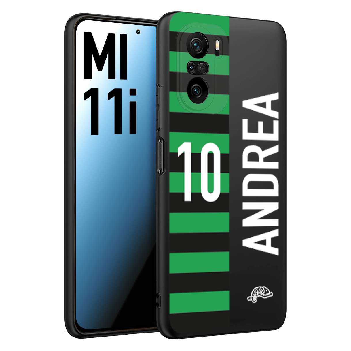 CUSTOMIZZA - Custodia cover nera morbida in tpu compatibile per Xiaomi Mi 11i personalizzata calcio football nome e numero calciatori neroverde