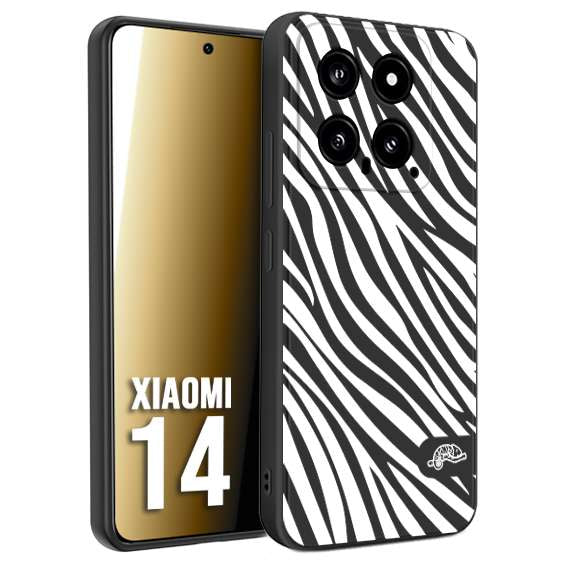 CUSTOMIZZA - Custodia cover nera morbida in tpu compatibile per Xiaomi 14 zebrata maculata a rilievo soft touch donna bianca