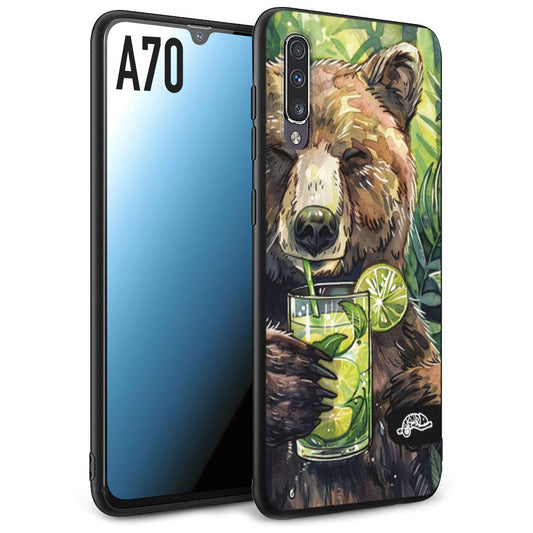 CUSTOMIZZA - Custodia cover nera morbida in tpu compatibile per Samsung A70 fiori estate disegnata cocktails animali simpatici orso bear negroni