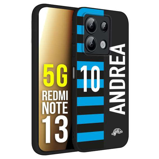 CUSTOMIZZA - Custodia cover nera morbida in tpu compatibile per Xiaomi Redmi Note 13 5G personalizzata calcio football nome e numero calciatori nerazzurra