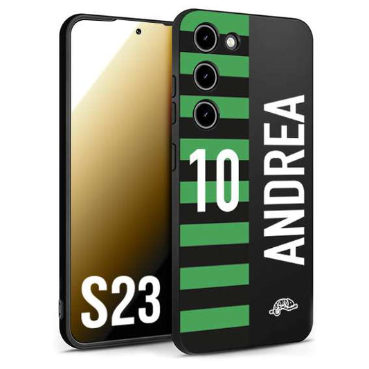 CUSTOMIZZA - Custodia cover nera morbida in tpu compatibile per Samsung S23 personalizzata calcio football nome e numero calciatori neroverde