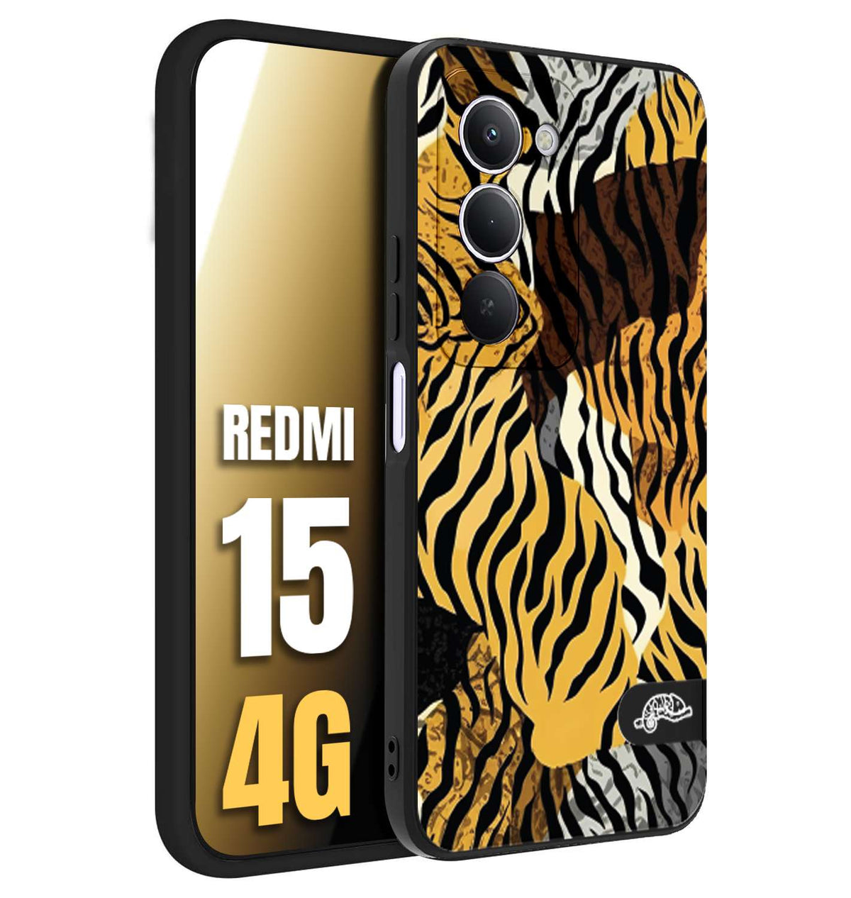 CUSTOMIZZA - Custodia cover nera morbida in tpu compatibile per Xiaomi Redmi 15 4G leopardato tigrato tiger colorata donna fashion estate