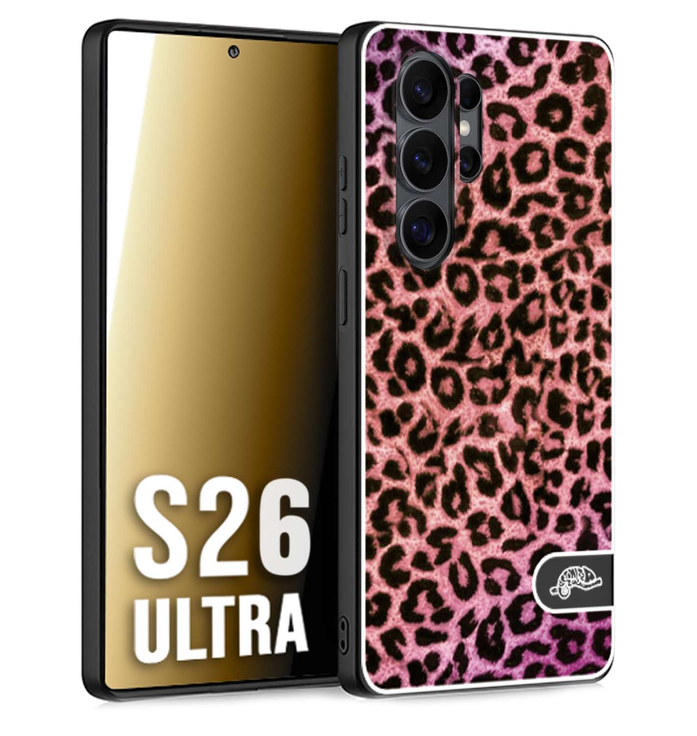CUSTOMIZZA - Custodia cover nera morbida in tpu compatibile per Samsung S26 ULTRA leopardato maculato donna rosa leopard