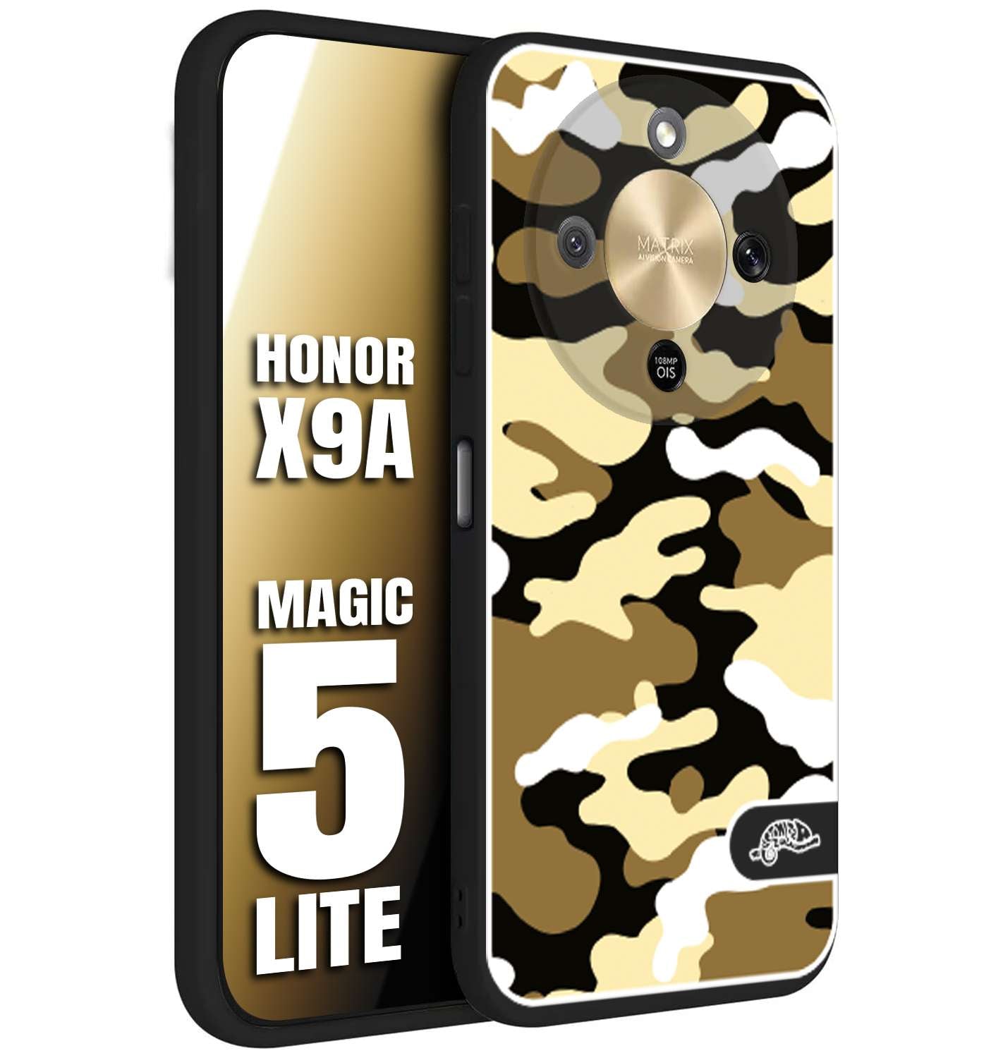 CUSTOMIZZA - Custodia cover nera morbida in tpu compatibile per Honor X9A - Honor Magic 5 Lite camouflage mimetico militare giallo desert brown
