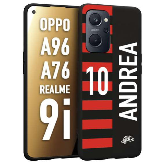 CUSTOMIZZA - Custodia cover nera morbida in tpu compatibile per Realme 9i - A96 - A76 personalizzata calcio football nome e numero calciatori rossonera