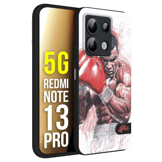 CUSTOMIZZA - Custodia cover nera morbida in tpu compatibile per Xiaomi Redmi Note 13 PRO 5G pugilato pugili disegno tattoo guantoni boxer pesi massimi iron mike