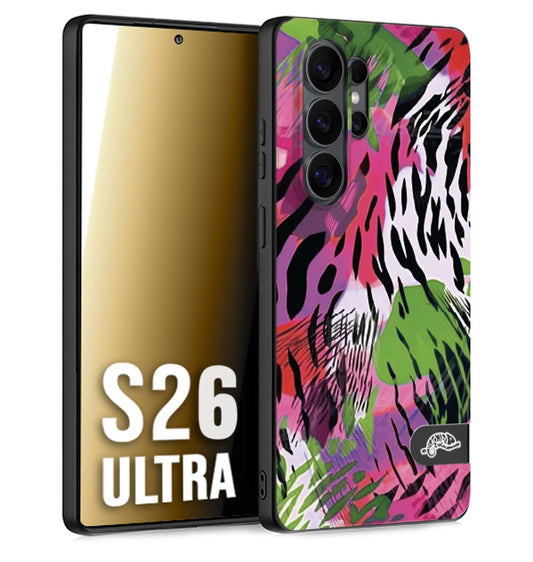 CUSTOMIZZA - Custodia cover nera morbida in tpu compatibile per Samsung S26 ULTRA leopardato tigrato tiger colorata summer color verde fucsia