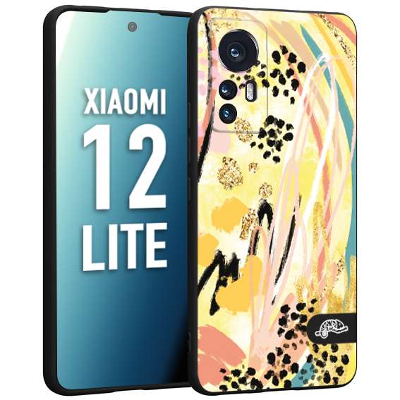 CUSTOMIZZA - Custodia cover nera morbida in tpu compatibile per Xiaomi 12 LITE astratti donna flower fantasia estate gialla rosa leopardata