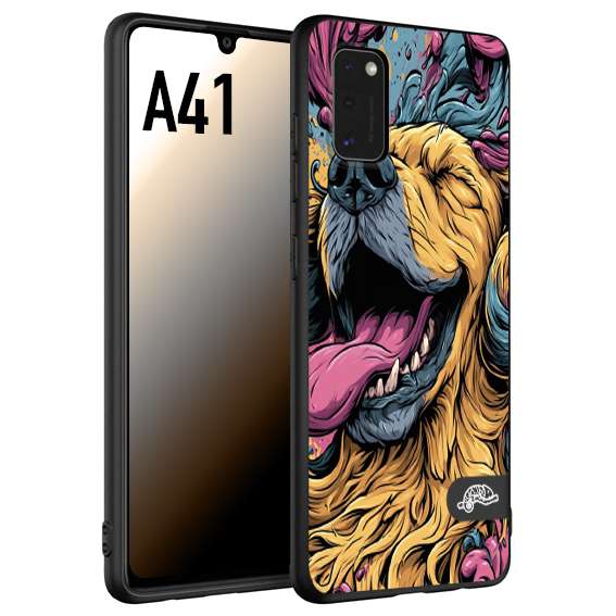 CUSTOMIZZA - Custodia cover nera morbida in tpu compatibile per Samsung A41 Golden Retriever illustrazione cane pop art cane street art cartone animato