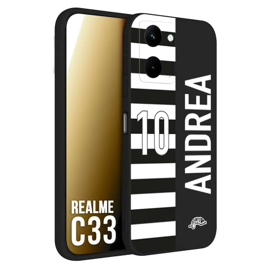 CUSTOMIZZA - Custodia cover nera morbida in tpu compatibile per Oppo Realme C33 personalizzata calcio football nome e numero calciatori bianconera