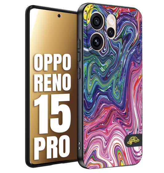 CUSTOMIZZA - Custodia cover nera morbida in tpu compatibile per Oppo Reno 15 PRO colorata fantasia vortice marmo arcobaleno rosa blu fucsia