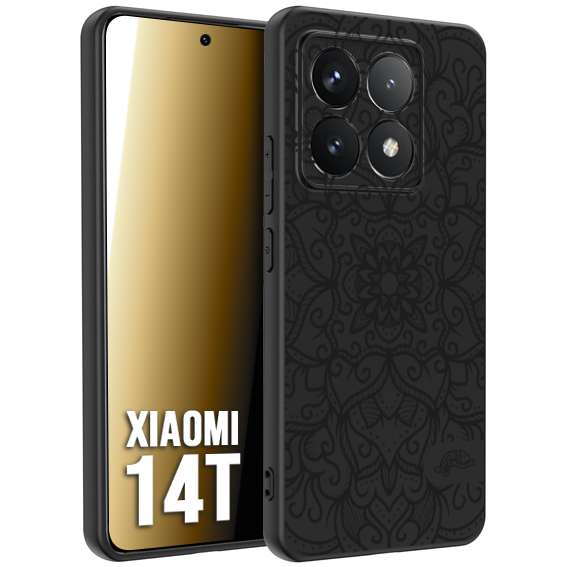CUSTOMIZZA - Custodia cover nera morbida in tpu compatibile per Xiaomi 14T mandala nero fiore vedo non vedo donna