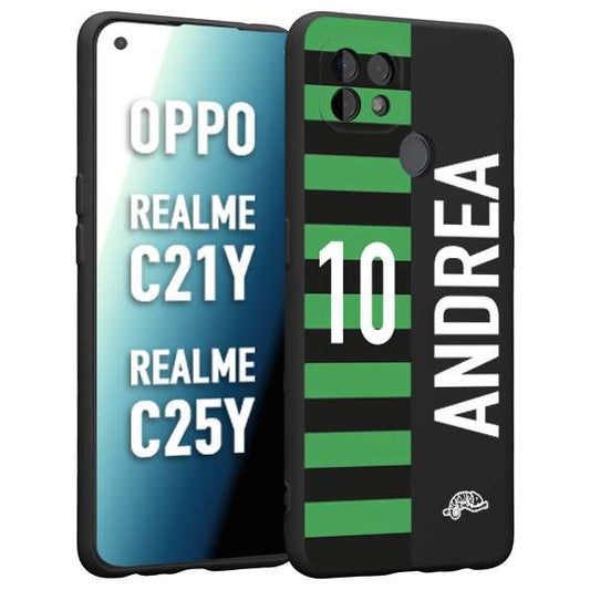 CUSTOMIZZA - Custodia cover nera morbida in tpu compatibile per Realme C21Y - C25Y personalizzata calcio football nome e numero calciatori neroverde