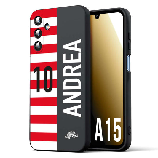 CUSTOMIZZA - Custodia cover nera morbida in tpu compatibile per Samsung A15 5G personalizzata calcio football nome e numero calciatori bianco rossa