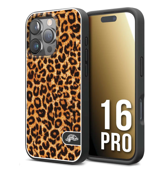 CUSTOMIZZA - Custodia cover nera morbida in tpu compatibile per iPhone 16 PRO leopardato maculato donna marrone leopard brown