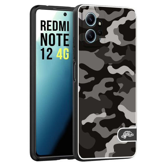 CUSTOMIZZA - Custodia cover nera morbida in tpu compatibile per Xiaomi Redmi Note 12 4G camouflage mimetico militare nero black grigio