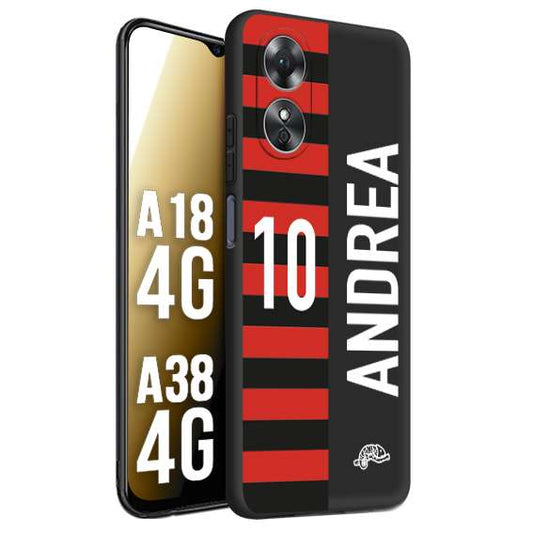 CUSTOMIZZA - Custodia cover nera morbida in tpu compatibile per Oppo A18 4G - A38 4G personalizzata calcio football nome e numero calciatori rossonera