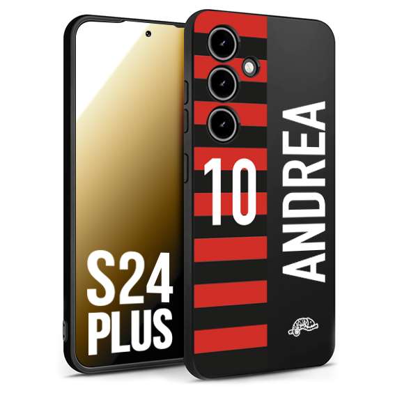 CUSTOMIZZA - Custodia cover nera morbida in tpu compatibile per Samsung S24 PLUS personalizzata calcio football nome e numero calciatori rossonera